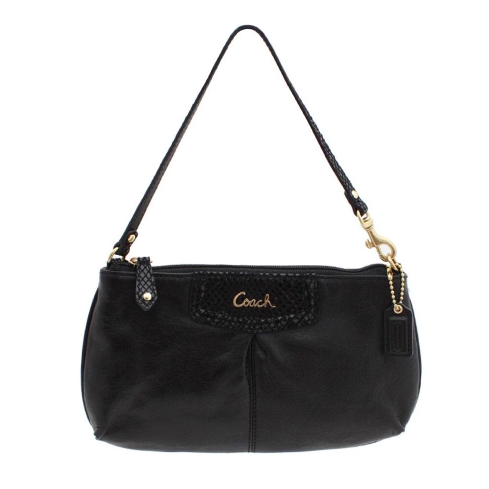 Coach Ashley Black Leather Clutch/Shoulder Bag Gem